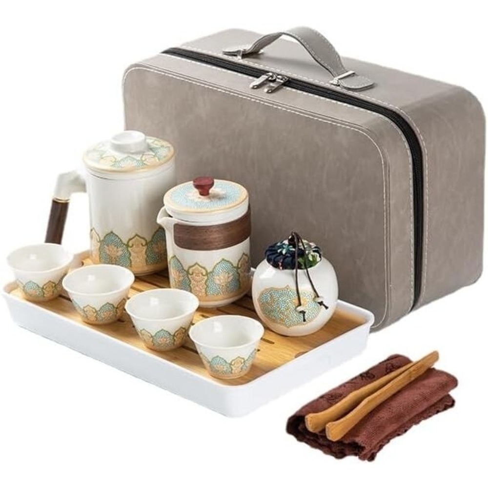 Westch Tea Cups Set Luxury Retro White Blue Ceramic Tea Cups Tea Tray Set Gifts